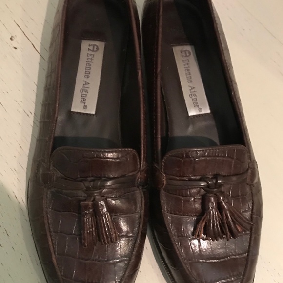 Etienne Aigner “Ally” Brown Leather Loafers - Picture 2 of 6